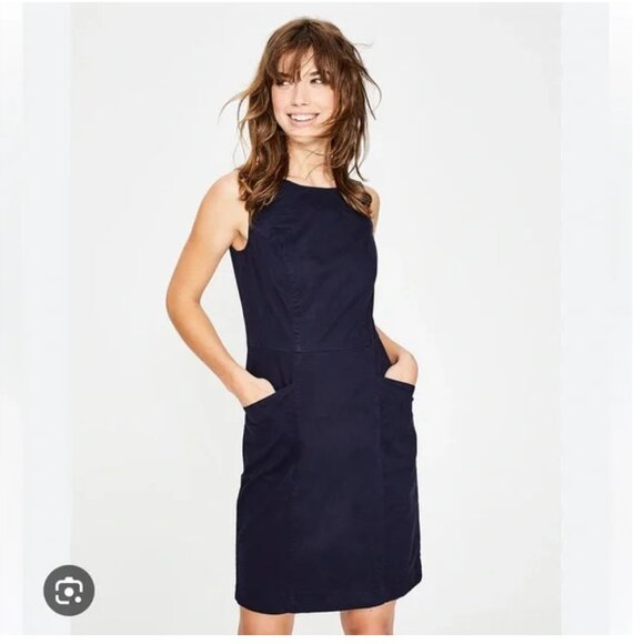 Boden Pocket Detail Mini Shift Dress – French Navy – Size 4R - Picture 2 of 5